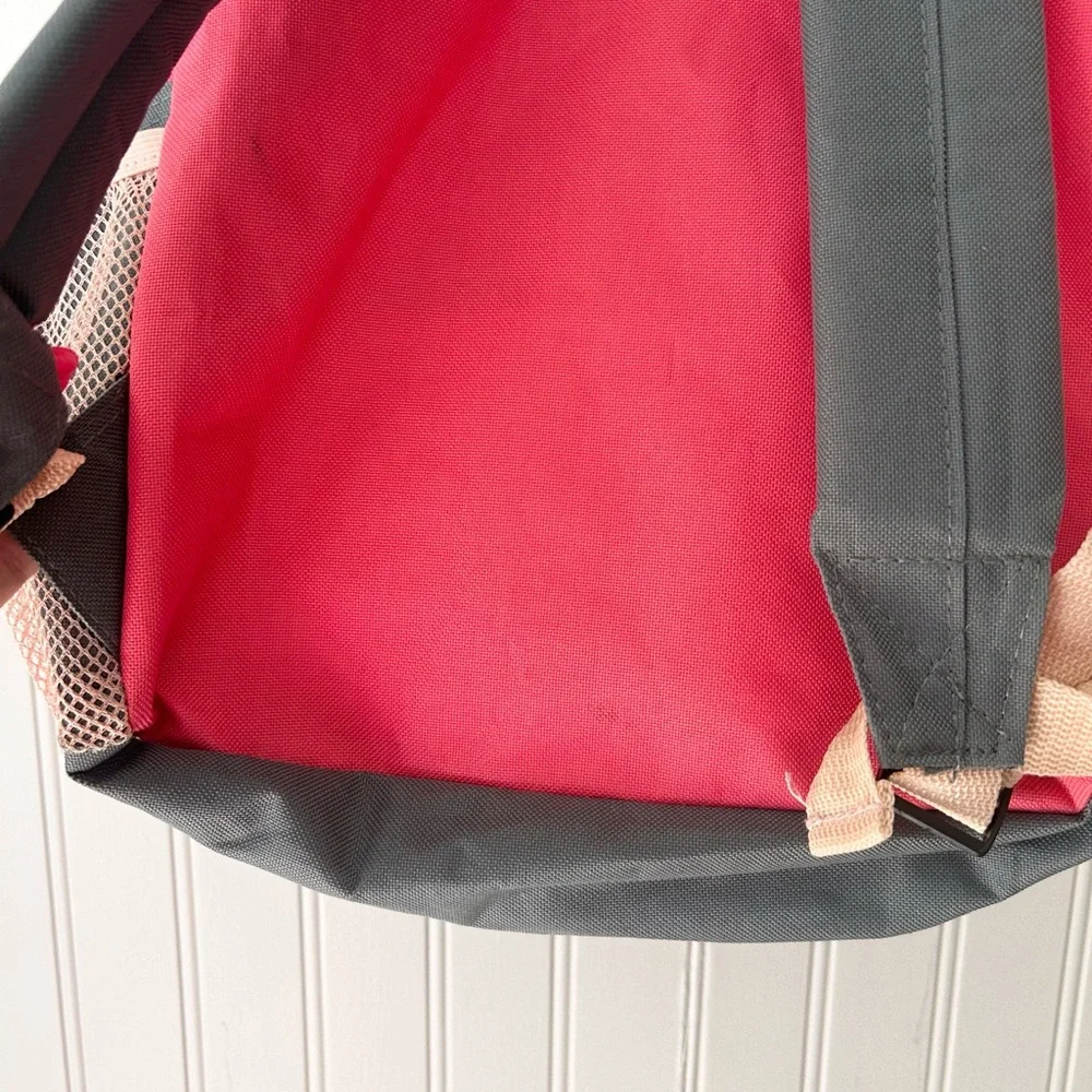 Quiksilver Pink and Gray School Backpack with Leather Accents